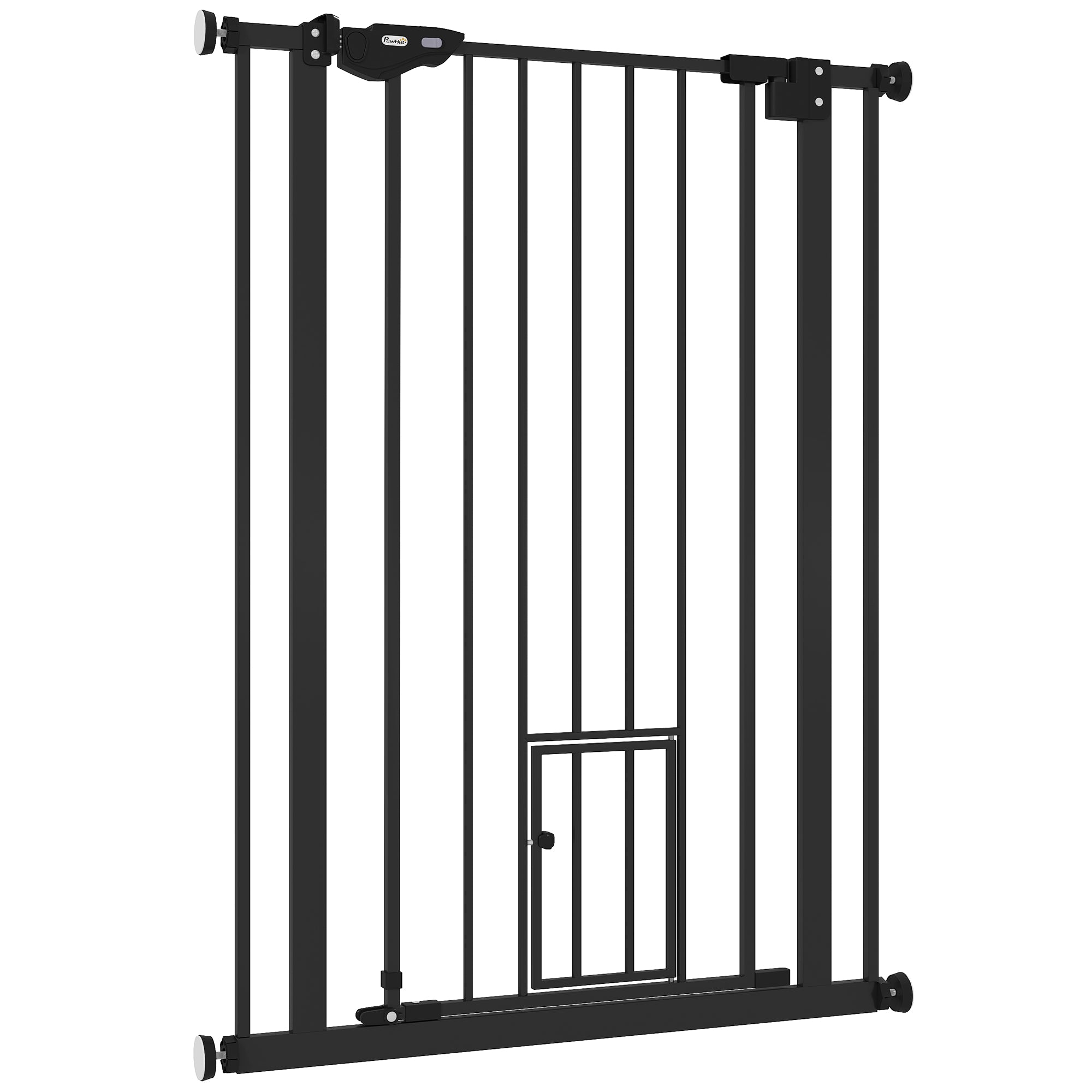 PawHut Extra Hög Säkerhetsgrind med Kattlucka – Svart – 74–80 cm