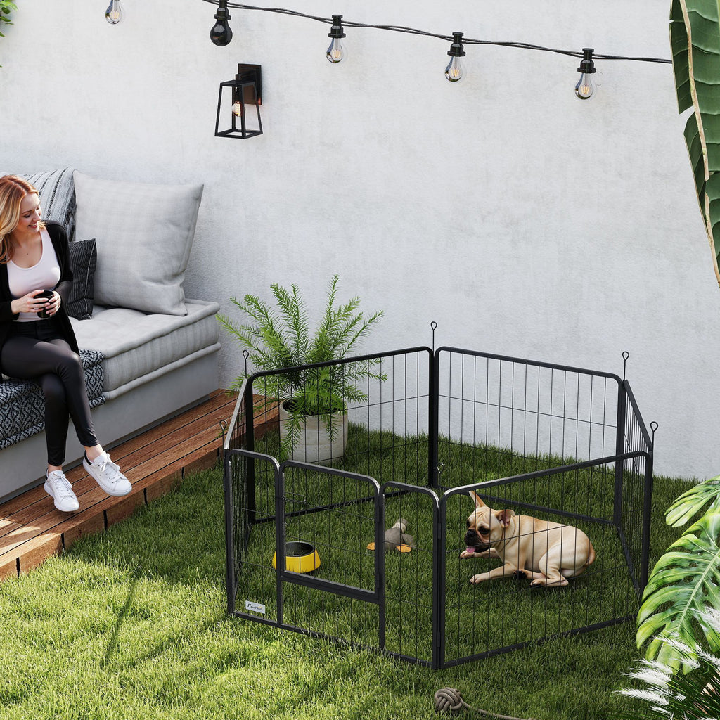 Hundhage / Valphage i Stål – 6 Paneler & Flexibel Design (Grå, 60 cm)
