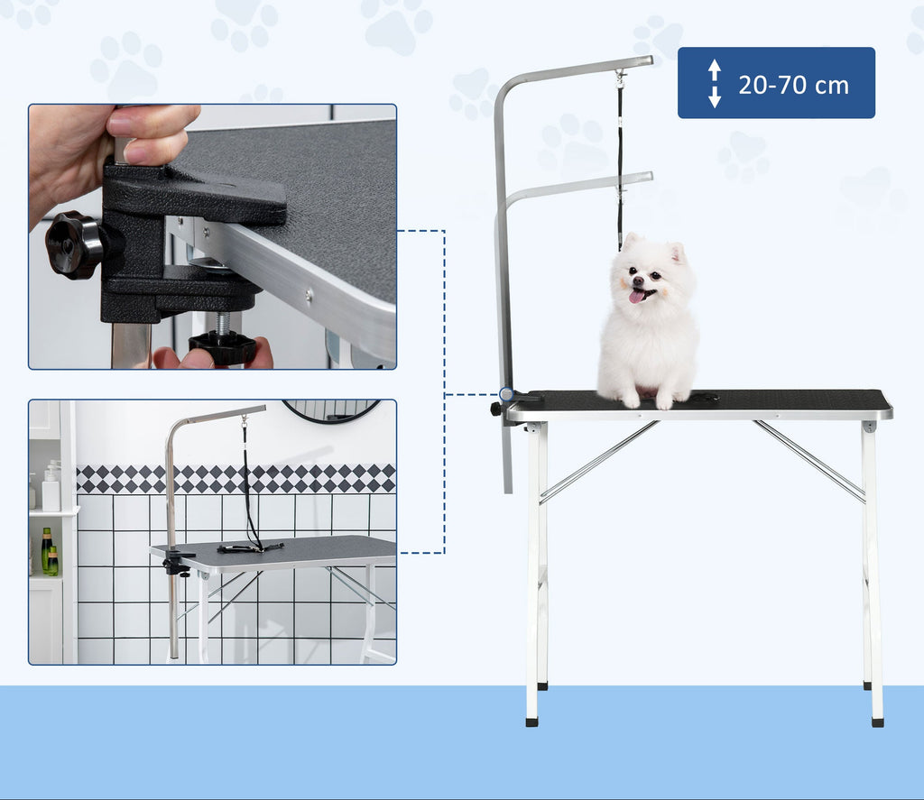 Professionellt Trimningsbord för Hundar – Hopfällbart med Justerbar Galge – Svart – 92 cm