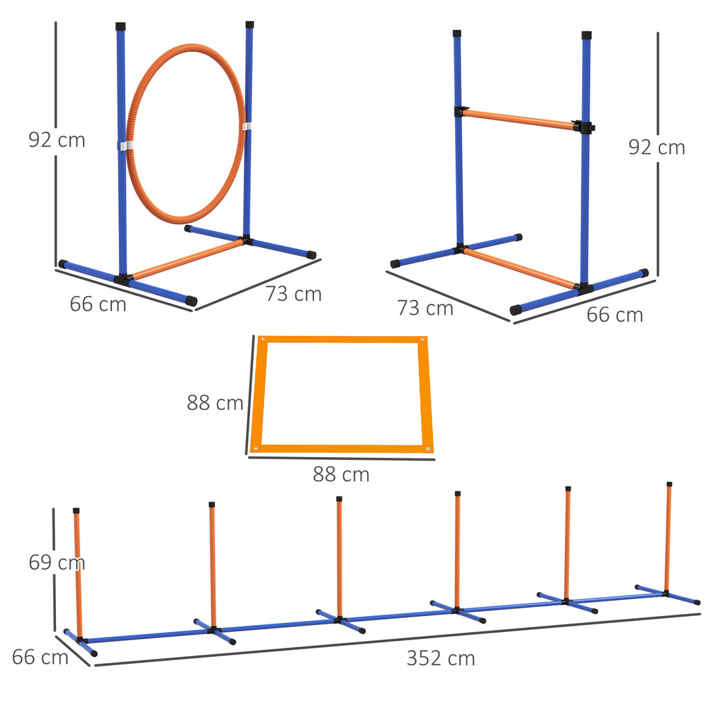 Komplett Agility-set för Hundar, Hinderbana med Tunnel, Slalom och Hoppring