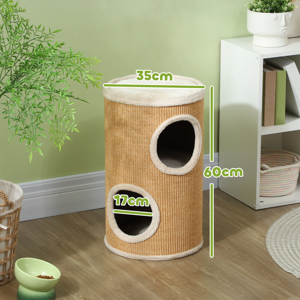 Klöstunna med två våningar och mjuk plysch – Brun/Beige, 60 cm