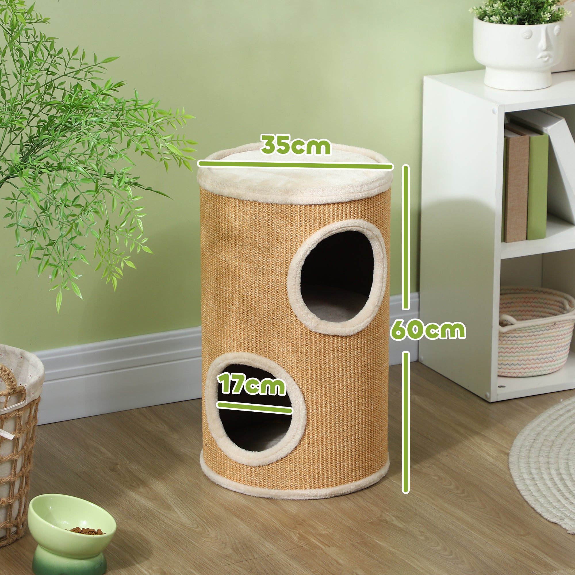 Klöstunna med två våningar och mjuk plysch – Brun/Beige, 60 cm